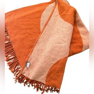 Roca Home mod design MCM vibes Lambswool Blend fringe throw 50”x67” orange duo